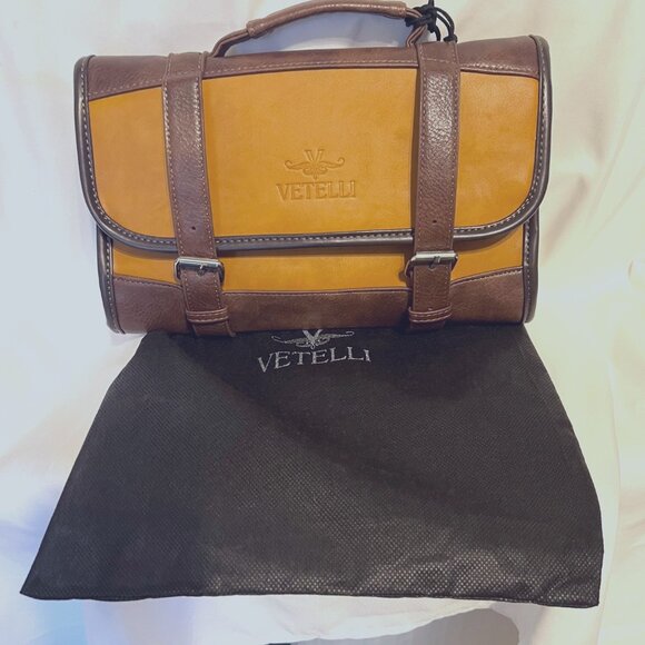 Vetelli Men's (Unisex) Hanging Travel Toiletry Bag-NWOT-Brown/Camel-Storage Bag - Picture 4 of 16
